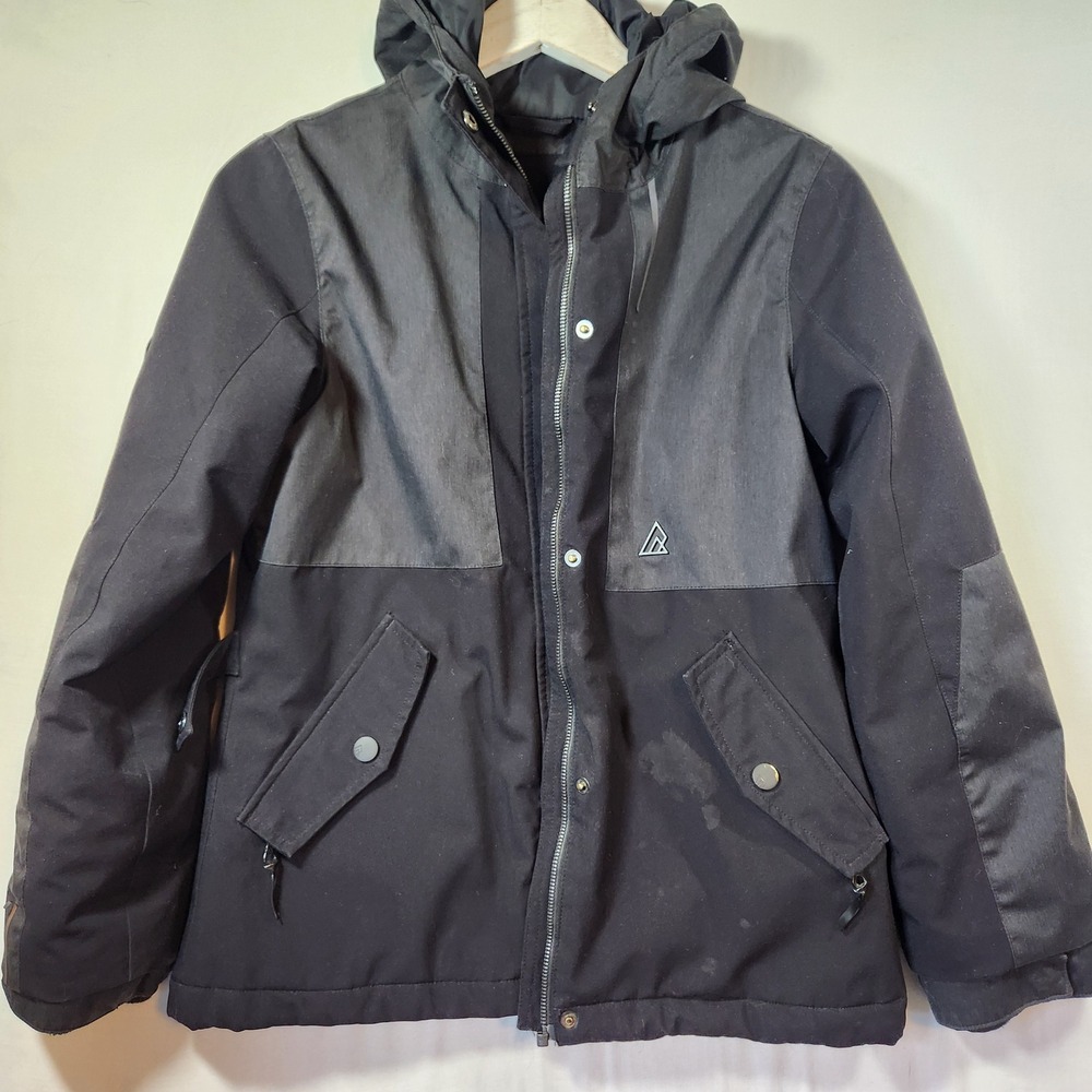 Ripzone Kids Hooded Winter Jacket Black Grey‎ 8k Waterproof Breathable Size L/G
